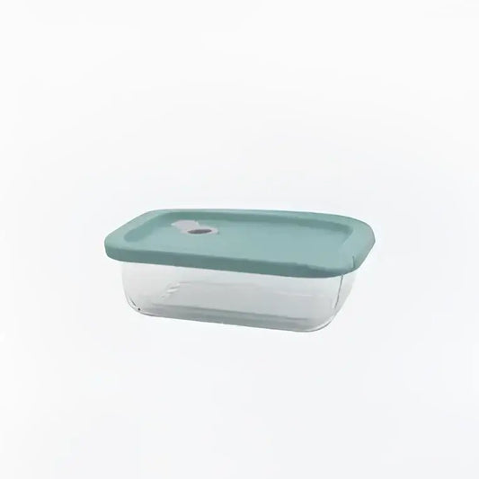 Bouteille rectangulaire en verre 600ml sauge avec couvercle silicone vert sauge