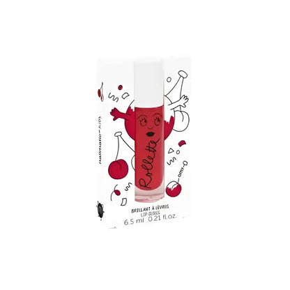 Brillant à lèvres Enfant Rollette Cerise rouge vibrant en tube clair