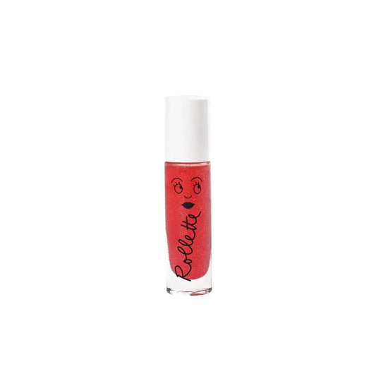Brillant à lèvres enfant rollette fraise avec design face rigolo, made in France