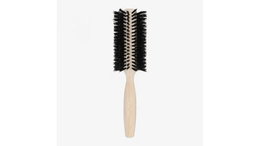 Brosse à brushing en bois de hêtre ronde avec poils noirs
