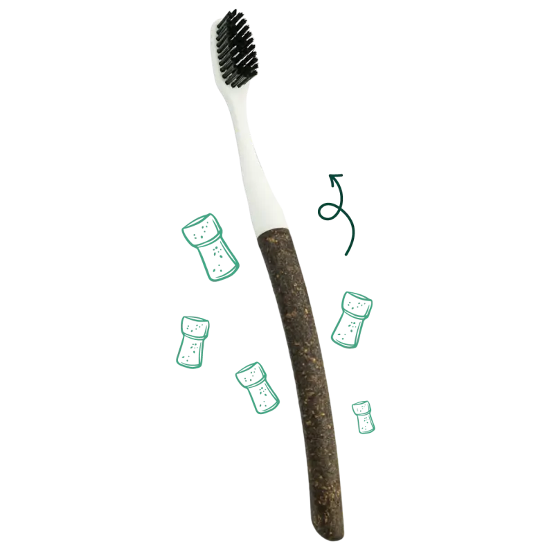 Brosse à dents Edith souple : manche durable en liège, tête interchangeable