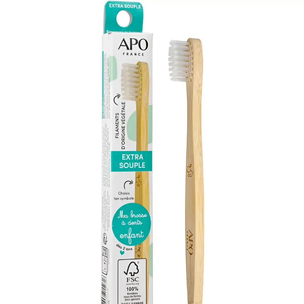 Brosse à dents bambou extra souple Apo France pour petites mains
