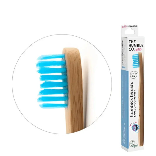 Brosse à dents kids ultrasoft en bambou bleu pour gencives sensibles