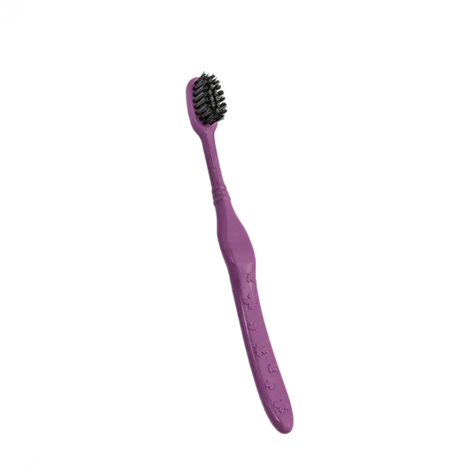 Brosse à dents violette raisin souple pour petites dents, plastique recyclé