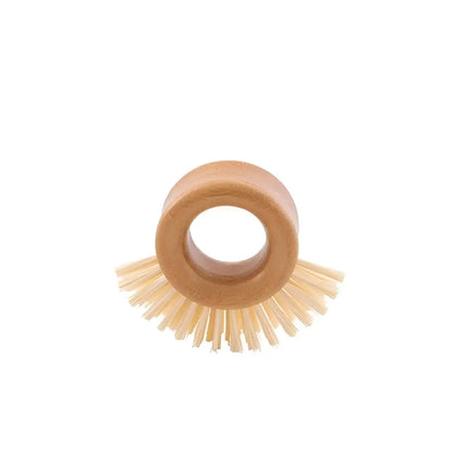Tête de brosse abrasive durable ronde en bois avec poils clairs et poignée circulaire