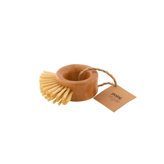 Brosse abrasive en bambou durable avec poignée circulaire et fibres naturelles