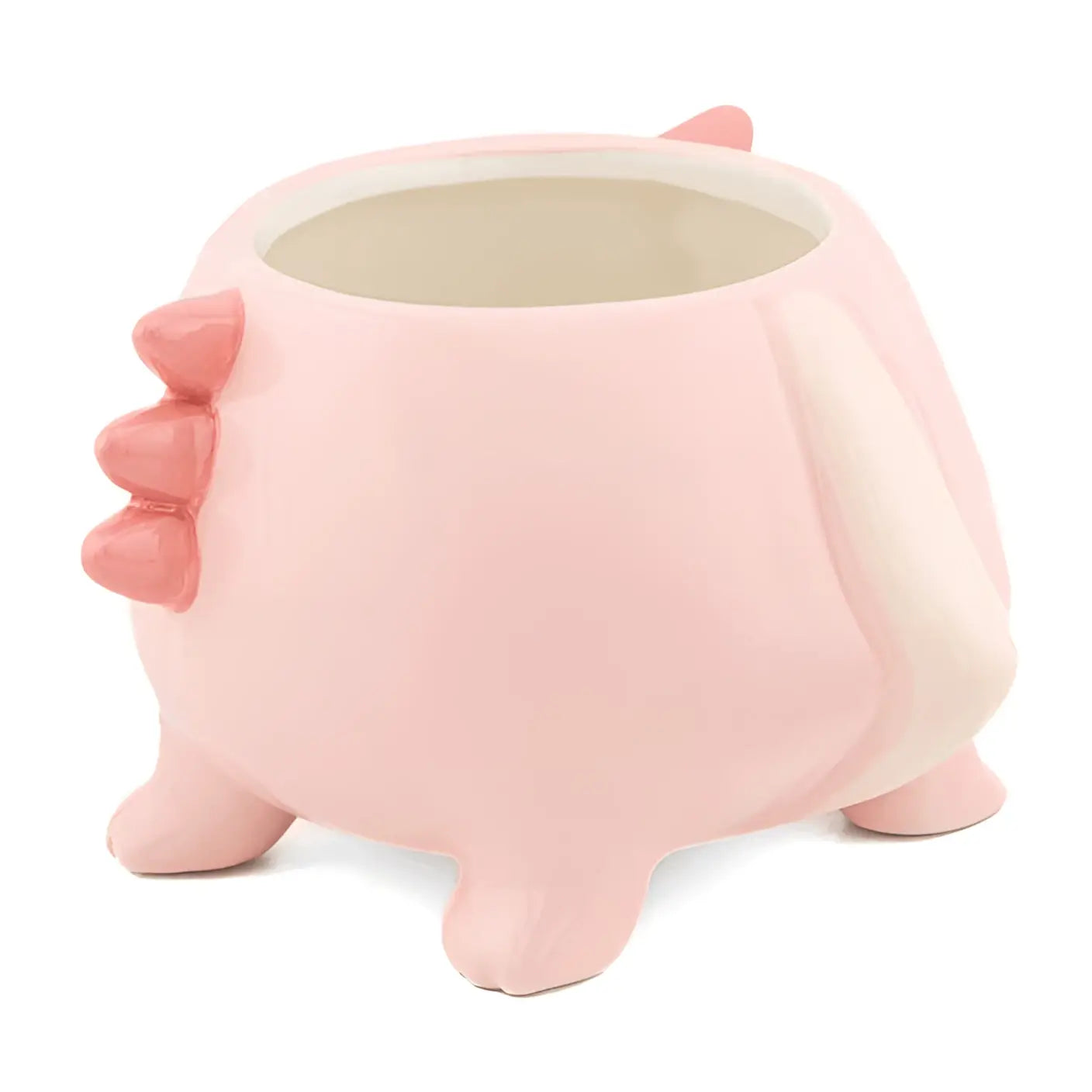 Cache pot Axolotl : dinosaure rose en céramique avec épines et pieds courts