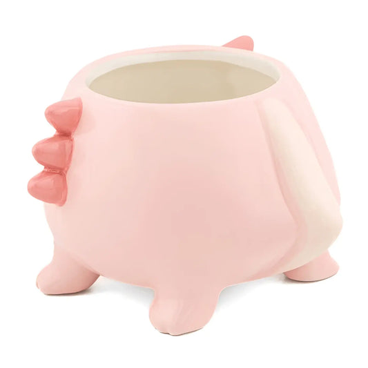 Cache pot Axolotl : dinosaure rose en céramique avec épines et pieds courts