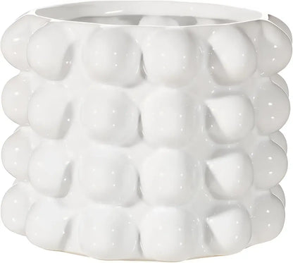 Cache pot Booble Blanc en céramique résistante texturée bulles pour plantes d’intérieur