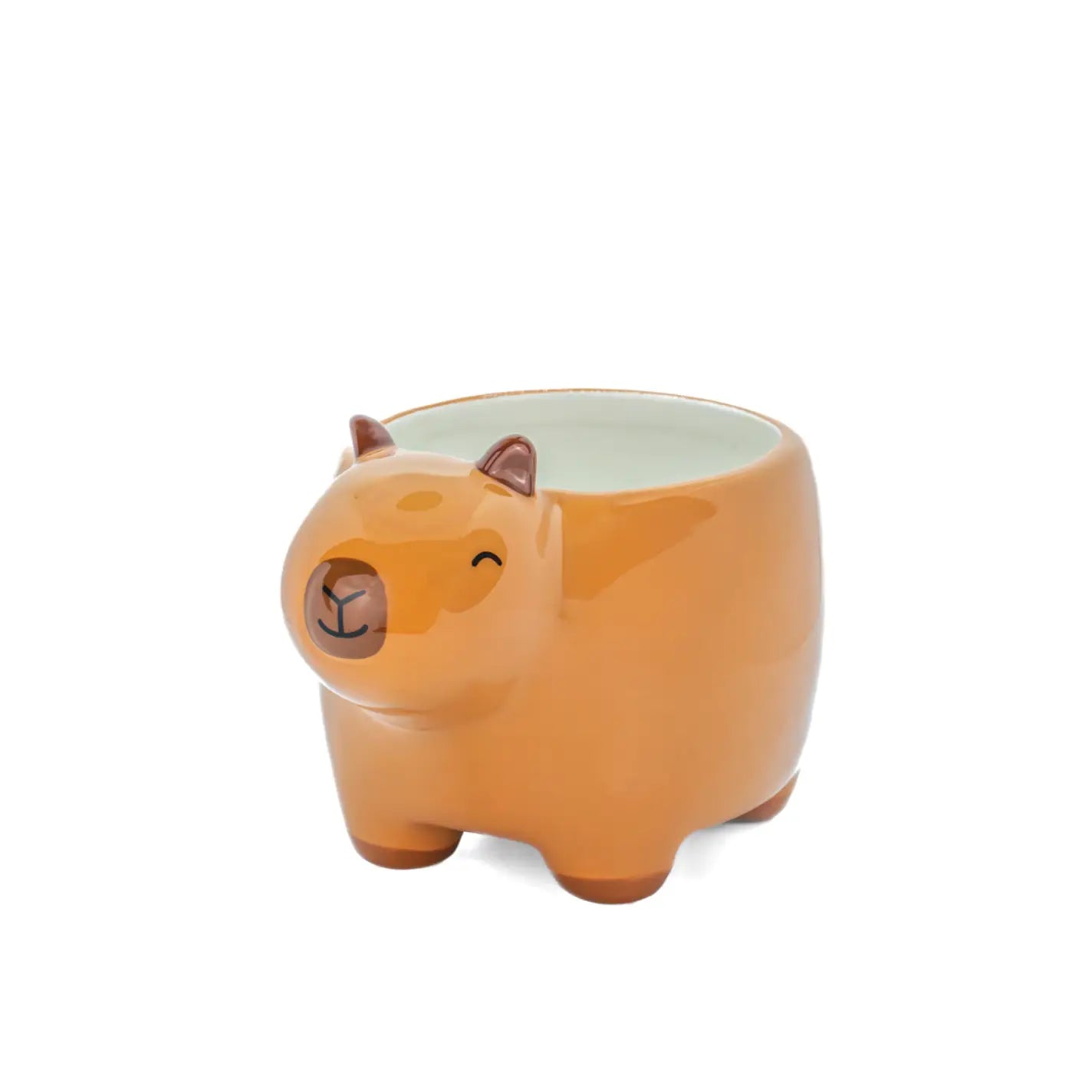 Cache pot capybara orange en céramique, touche d’exotisme design tendre
