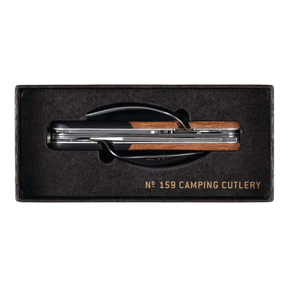 Ensemble camping cutlery en acier inoxydable et bois massif pour pleine nature