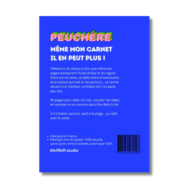 Carnet Kiff Kiff vibrant bleu avec petits dessins et finition soft touch éco