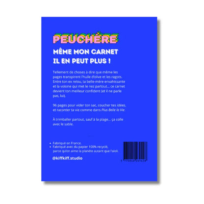 Carnet Kiff Kiff vibrant bleu avec petits dessins et finition soft touch éco