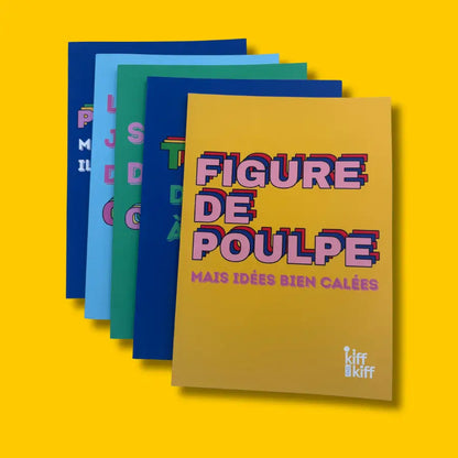 Carnet Secrets de Commère: carnet kiff kiff jaune avec figure de poulpe rose et bleu marine