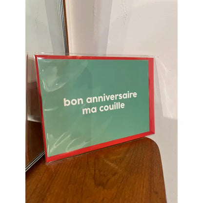 Carte Bon Anniversaire Ma Couille : enveloppe rouge minimaliste verte