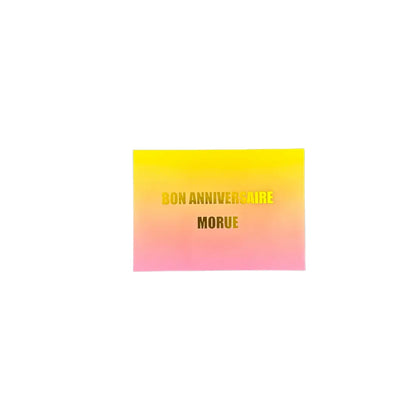 Carte d’anniversaire morue drôle avec dégradé jaune rose élégant