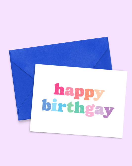 Carte d’anniversaire élégante Birthgay avec enveloppe assortie
