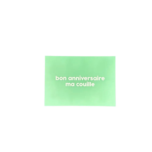 Carte bon anniversaire ma couille avec enveloppe rouge et carte verte rectangulaire
