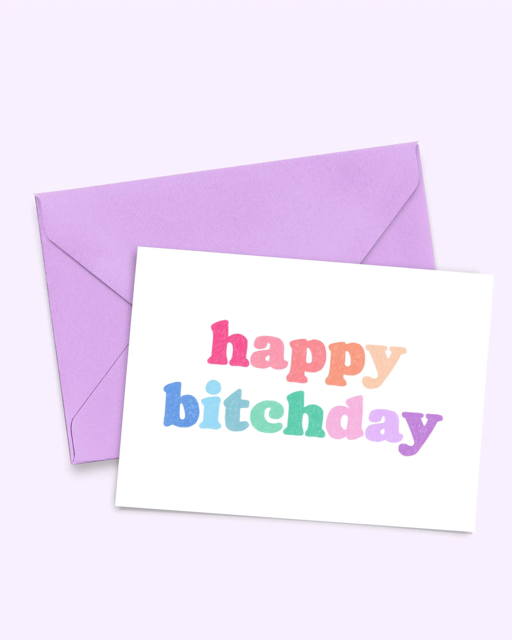Carte Happy Bitchday en papier 300g avec enveloppe assortie