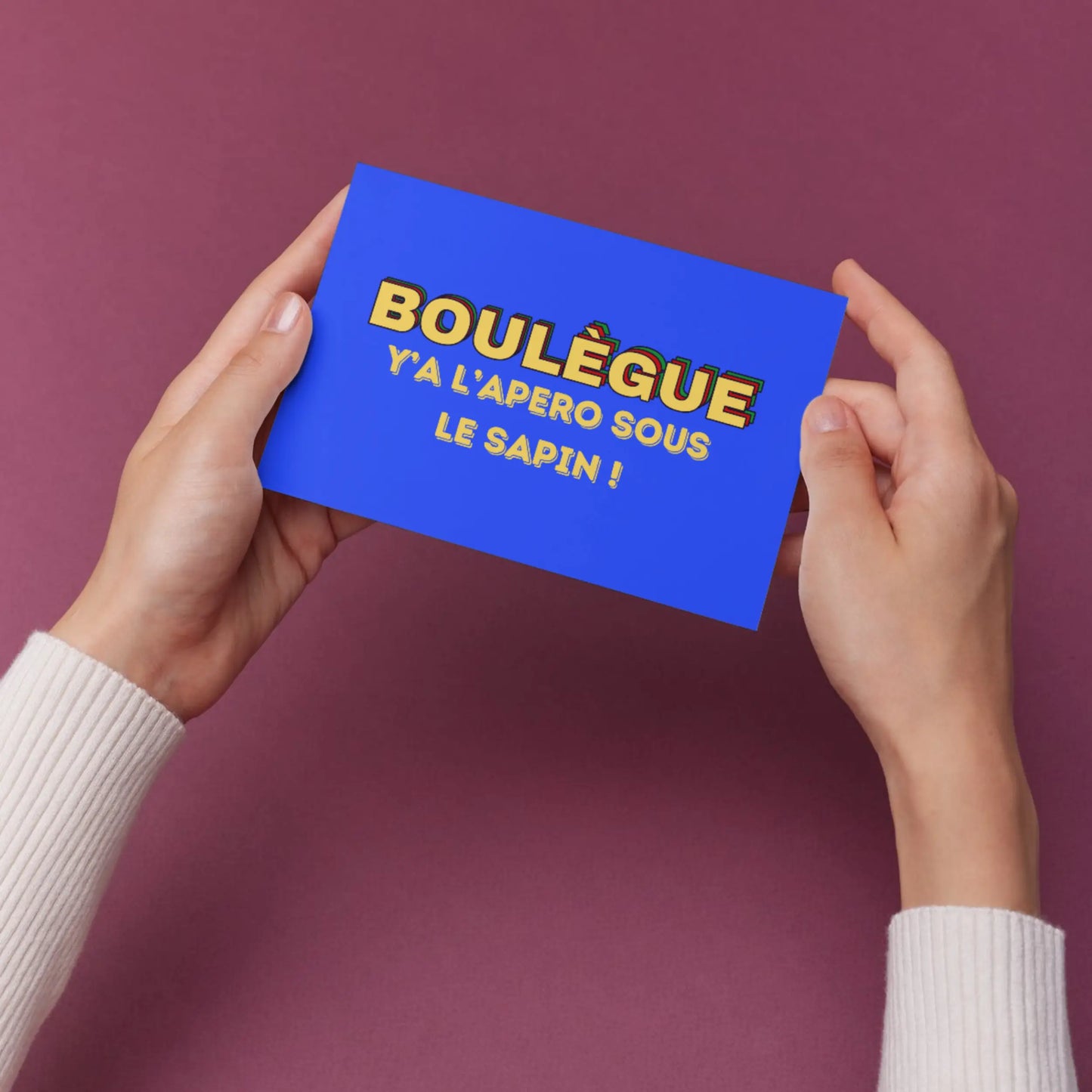 Carte postale Boulègue y’a l’apéro sous le sapin en bonne humeur !