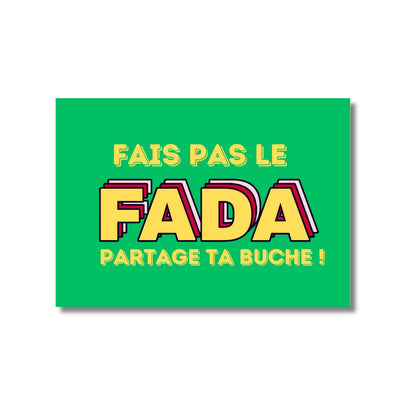 Carte postale Noël : fais pas le fada, partage ta bûche ! Message festif