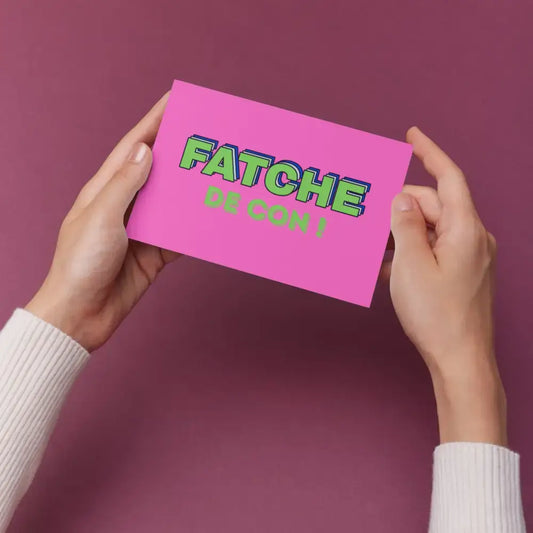 Carte postale Fatche de con en rose vibrant avec touche d’humour