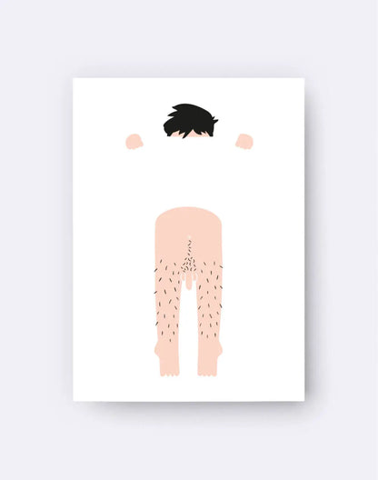 Carte postale gamin espiègle : silhouette minimaliste vue de dos