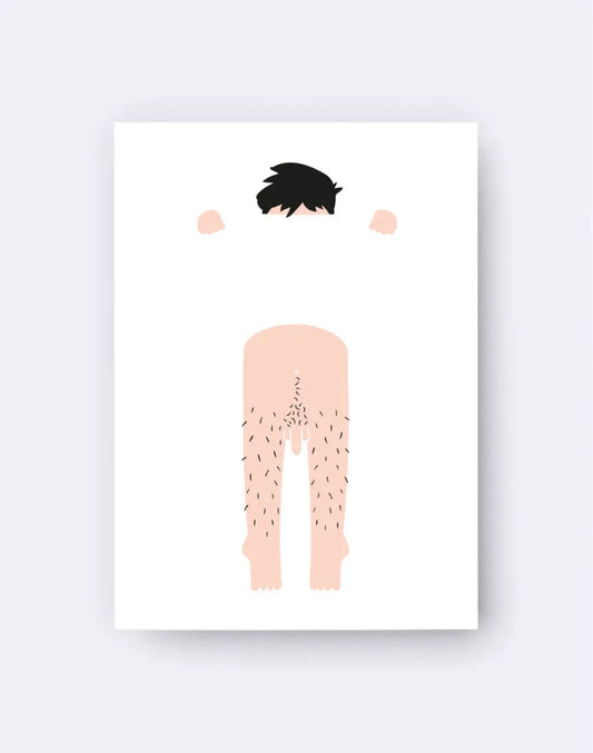 Carte postale gamin espiègle : silhouette minimaliste vue de dos