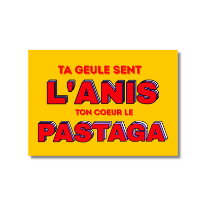 Affiche jaune vif Carte Postale avec moments authentiques en texte rouge