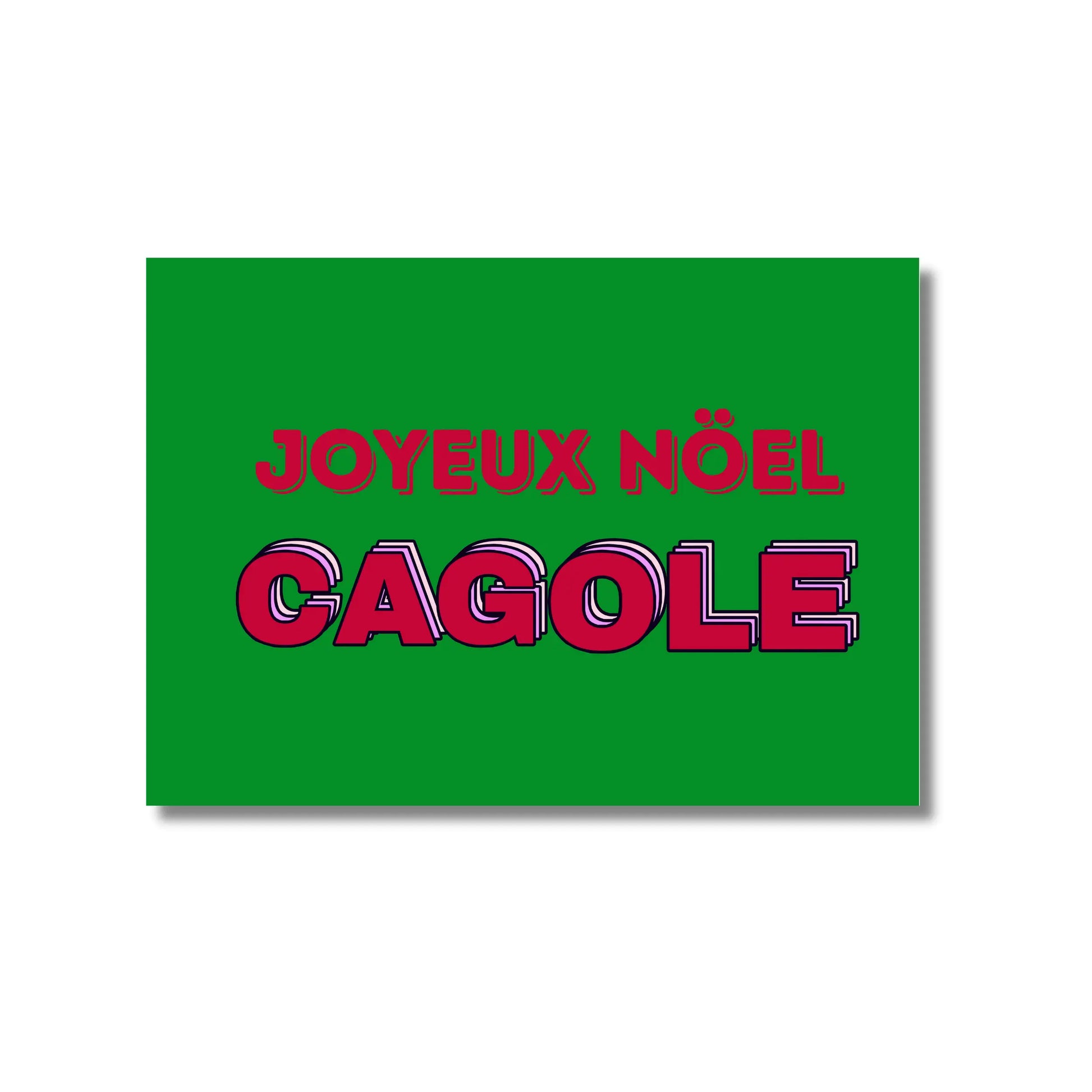 Carte postale style Joyeux Noël Cagole en vert rouge