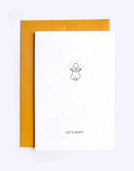 Carte postale Let’s Party : penis cartoon audacieux et vœux audacieuses