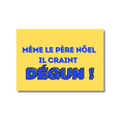 Carte postale Père Noël craint dégun en bonne humeur jaune vif