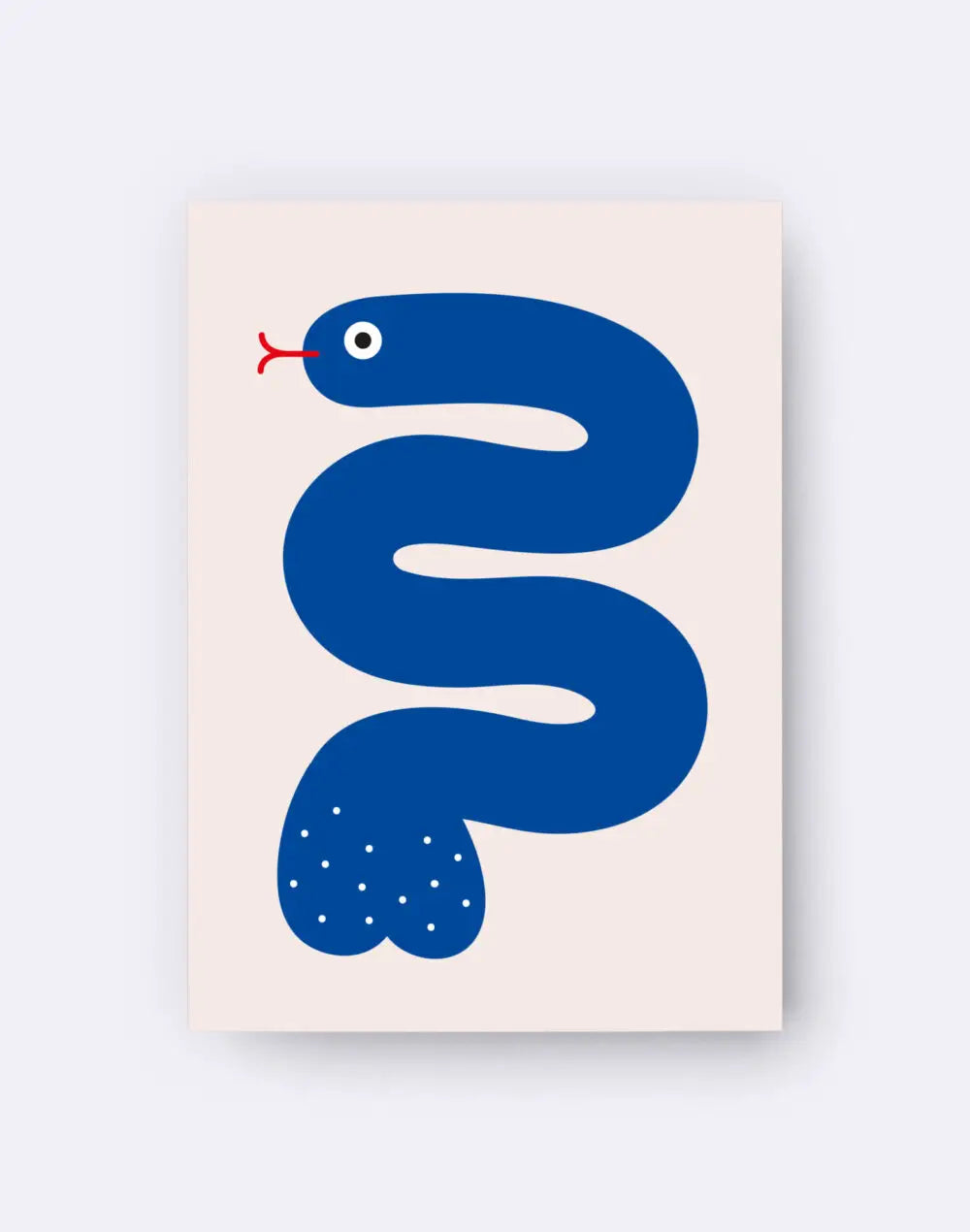 Carte postale serpent bleu à pois blancs, idée cadeau originale