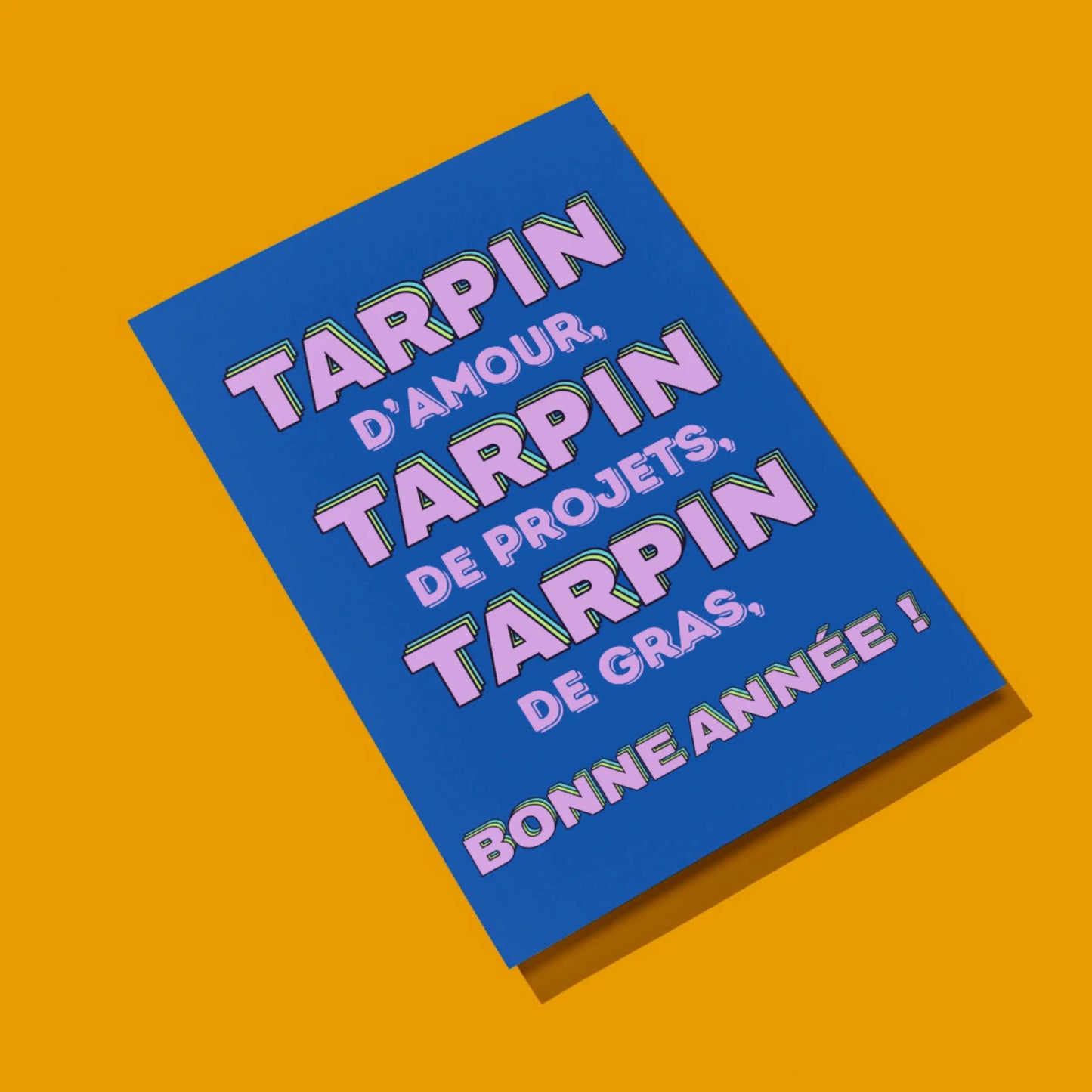 Carte postale tarpin damour tarpin de projets tarpin de gras bonne annee bleue et orange