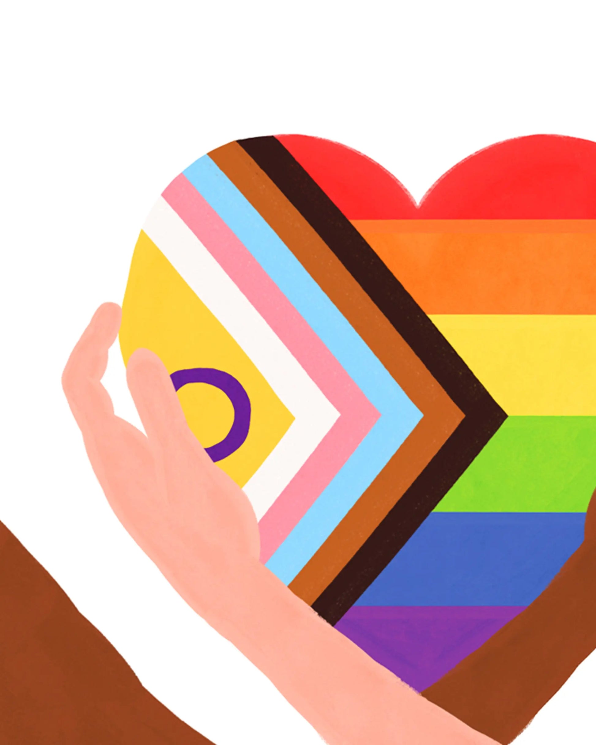 Carte rainbow heart vibrante à rayures arc-en-ciel, centre violet, papier 300g