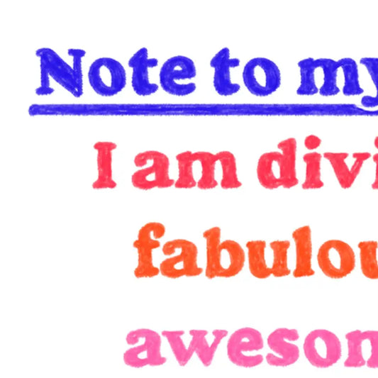 Une carte à soi-même colorée avec plus belle écriture manuscrite, clin d’œil amusant