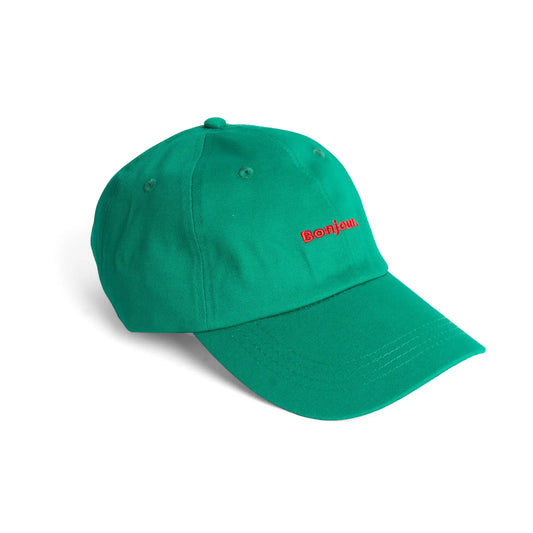 Casquette verte bonjour vibrante en vert avec logo rouge
