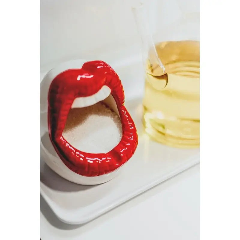 Cendrier Bouche Ouverte en céramique rouge brillant, touche originale idée cadeau