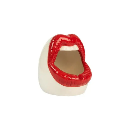 Cendrier Bouche Ouverte : cendrier bouche ouverte en céramique rouge glossy, touche originale, idée cadeau