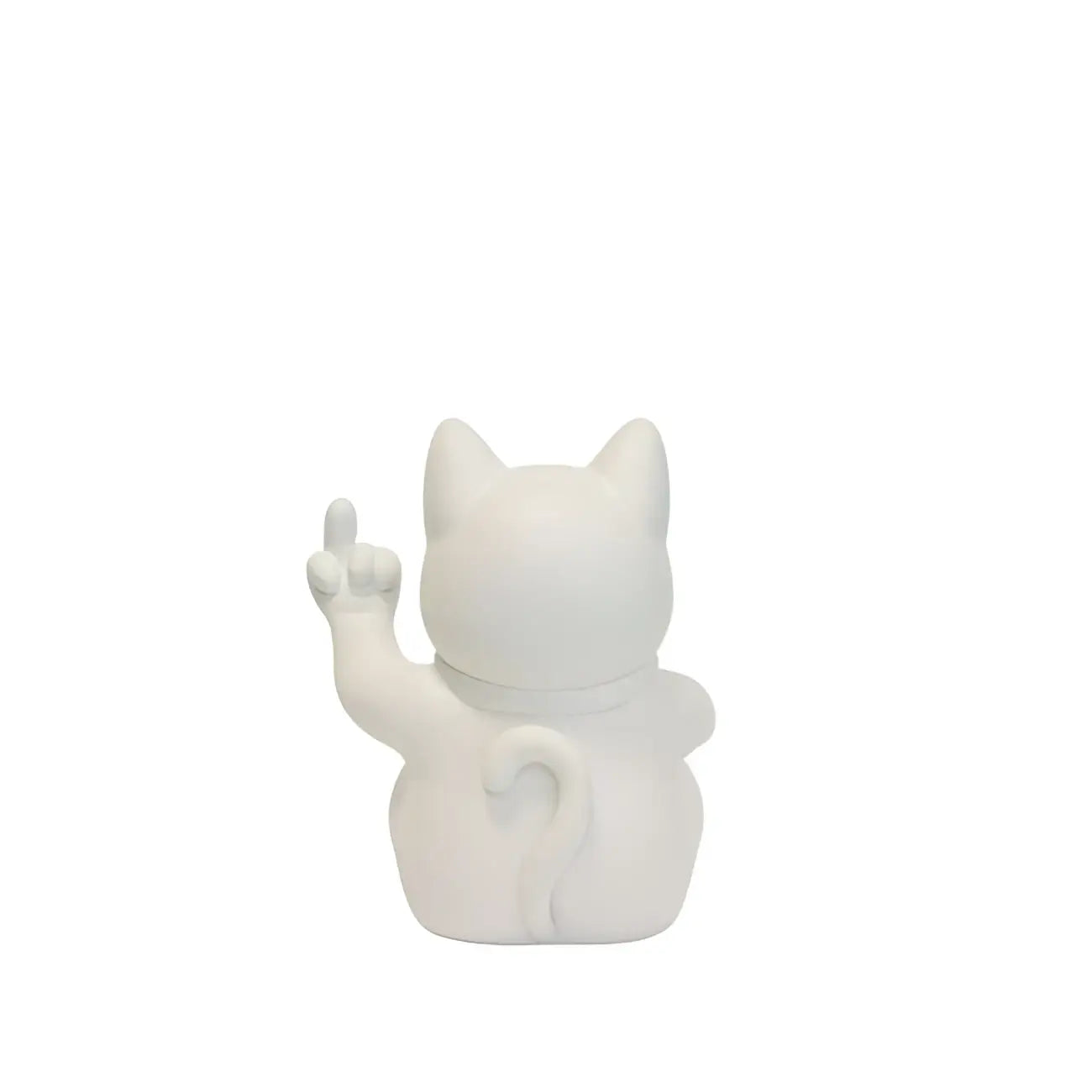 Figurine chat maneki neko revisité fuck large en céramique blanche