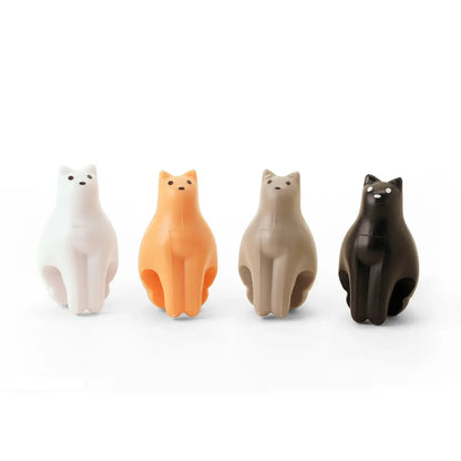 Quatre chats porteurs sachets en céramique minimaliste, touche féline