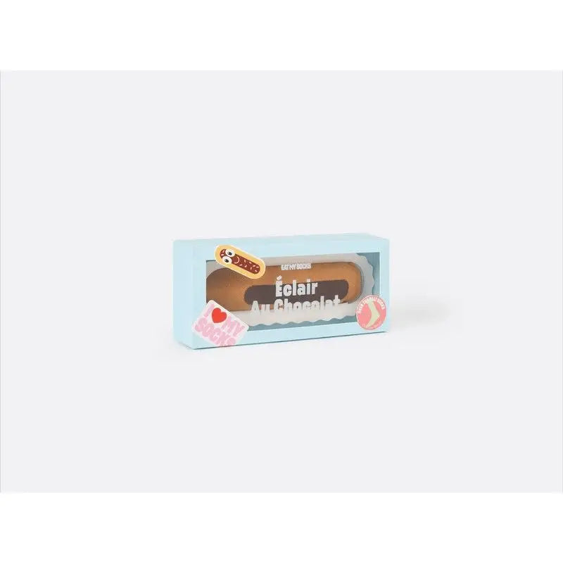 Chaussettes inspirées pâtisserie française avec touche sucrée éclair au chocolat