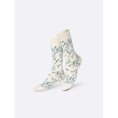 Chaussettes fantaisie crème Fromage Bleu avec motif abstrait teal