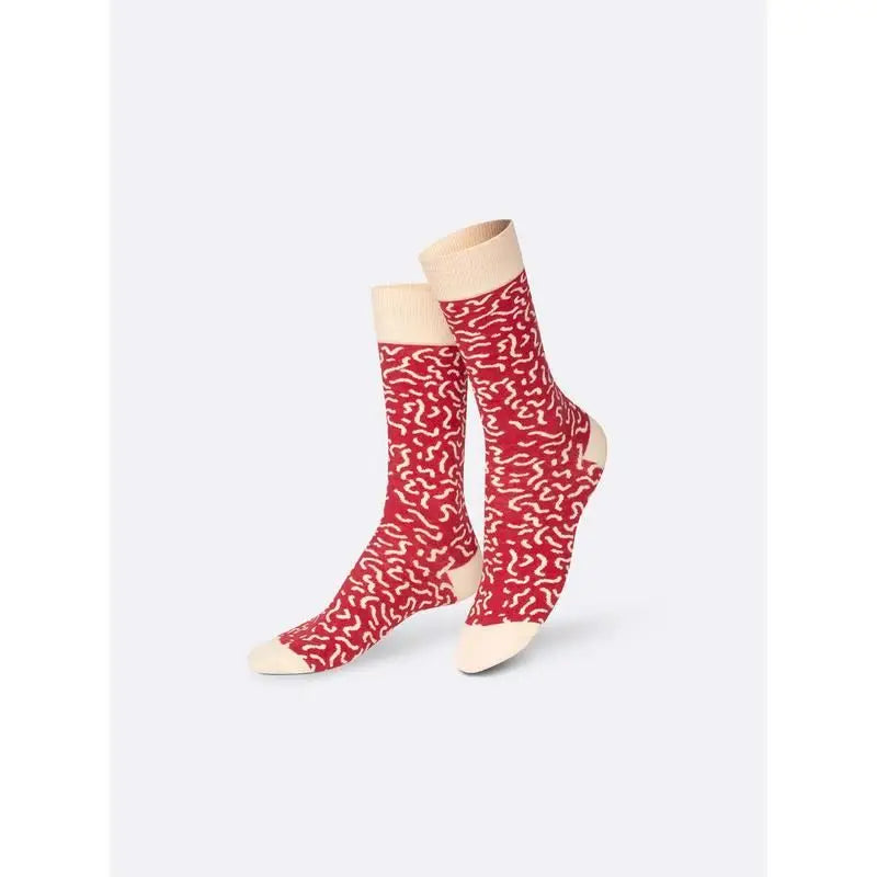 Chaussettes Suprem Salami : rouges motif ondulé blanc, confort optimal