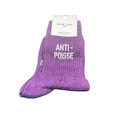 Chaussettes violettes pailletées anti-poisse violet paillettes taille 36-40