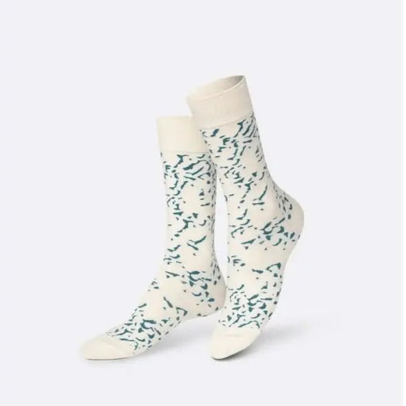 Chaussettes blue cheese confort optimal avec motif abstrait teal et couleur crème