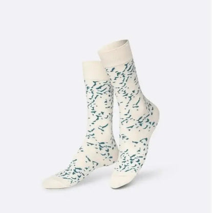 Chaussettes blue cheese confort optimal avec motif abstrait teal et couleur crème