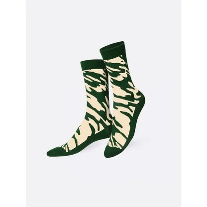 Chaussettes pétillantes à bulles en vert bouteille et crème