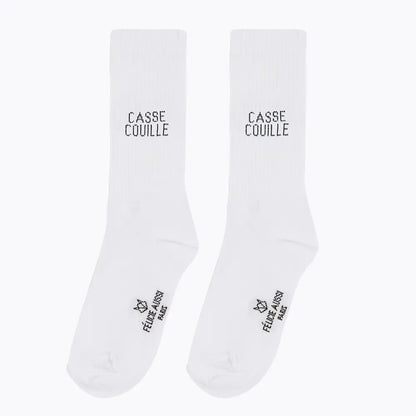 Paire de chaussettes blanches crew au design audacieux et style unique