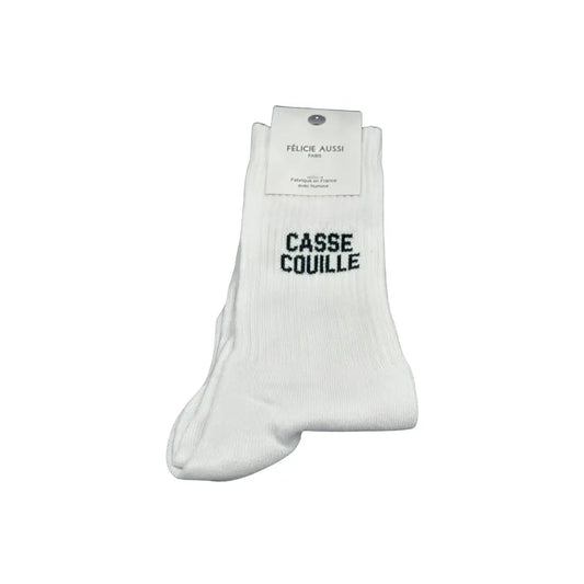 Chaussettes blanches casse couille 40-45 avec texte noir audacieux